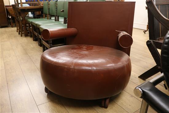 A leather 1950s chair, W.85cm
